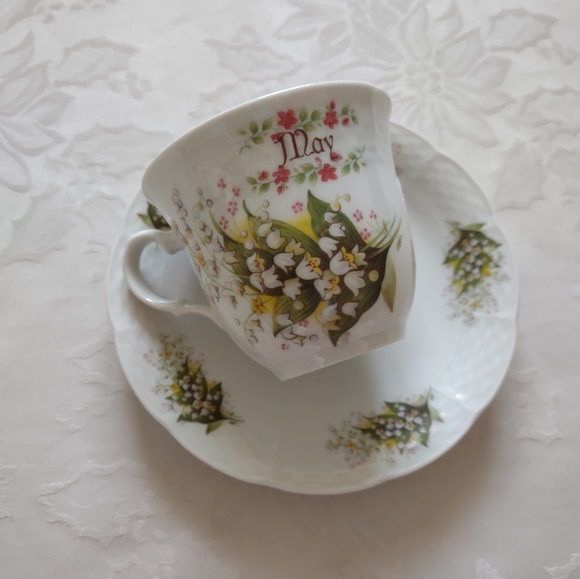 Vintage Carlsbad Boheme Thun Czech fine porcelain cup + saucer floral painted - Picture 2 of 10